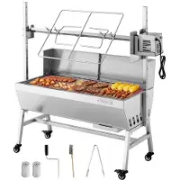 Vevor Drehspießgrill 38 W Spanferkelgrill Lammgrill Holzkohlegrill (94 cm Grilllänge) mit 60 kg Tragkraft &amp; 7-facher Höhenverstellung &amp; Schutzblech