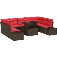 vidaXL Gartensofa-set 10 stk. Braun Poly-Rattan