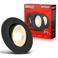 Briloner 3er Set LED Einbaustrahler Dimmbar Ø90x24 mm Rund 4,9W 480lm 3000K Warmweiß Schwenkbar Schwarz - Einbauleuchten Wohnzimmer Flur