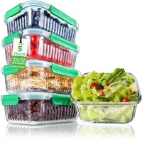 Nutrichef Glas Frischhaltedosen 1,0 L - Borosilikat Meal Prep Behälter mit luftd