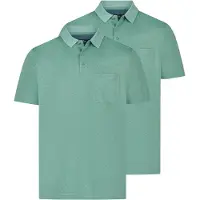 Ragman 2er Pack Basic Poloshirt Dezentes Jacquard-Muster, Knopfleiste und praktische Brusttasche, Knitterarm und formstabil