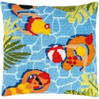 Vervaco Stickrahmen-Kissen "Piscina 1", Kreuzstich-Muster, 40x40 cm