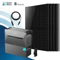 SolarMars Balkonkraftwerk 4000 Watt mit Speicher Anker SOLIX Solarbank 3 E2700 Pro mit 8x500Wp Solarmodule und MC4 Solarkabel Set - 4000Wp ‚Äì 8 Module / 2x BP2700 / Ohne HAL