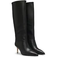 BOSS für Damen. 50573044 Miah Stiefel in Schwarz (39), Leder, 5 bis 8 cm, Reißverschluss, Lässig, Klassisch