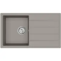 Siko SAT Spülbecken aus Granit Küchenspüle Einzelbecken mit Abtropffläche 76x44 cm, Kaschmir Beige