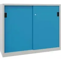PAVOY Schiebetürenschrank, 1200x1500x400 mm, 4 Böden gepulvert, RAL 7035/5012
