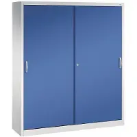 C+P ACURADO Schiebetürenschrank, 8 FB, 1950x1600x400, l.grau/enzianblau