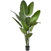 Wellhome Well Home - Künstliche Bananenpalme mit schwarzem Topf für Innenräume 210 cm