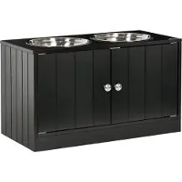 PawHut Futterstation MDF Edelstahl Schwarz 60L x 30B x 35,5H cm