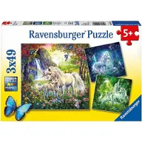Ravensburger 3 x 49 Teile Kinder Puzzle Schöne Einhörner 09291