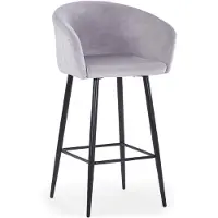 Menzzo Bobby Barhocker mit Samtbezug Silber