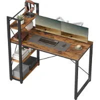 Vasagle Schreibtisch Computertisch mit Regalböden 120cm LWD48X