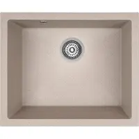 Laveo BADLAND Granitspüle Einzelbecken IBIZA 56x46 Beige | Siphon im SET!