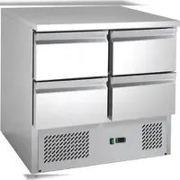 GastroHero Kühltisch Mini Edelstahl GN 1/1 4 Schubladen statische Kühlung +2 °C bis +8 °C 230 V Profi Gastronomie ECO 0/4 900x700x877 mm