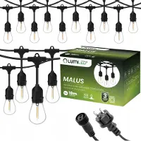 LUMILED Lichterkette Außen 10M mit 10 E27 1W LED Lampe ST45 Warmweiß 2700K 230V Garten Deko Terrasse verlängerbar IP44 Spritzwasserdicht Wetterfest