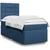 vidaXL Boxspringbett mit Matratze Blau 90x190 cm Stoff