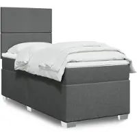 vidaXL Boxspringbett mit Matratze Dunkelgrau 90x200 cm Stoff
