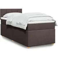 vidaXL Boxspringbett mit Matratze Dunkelbraun 90x200 cm Stoff