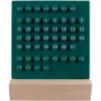 Famanu Tischkalender Holz - Ewiger Kalender - Tägliche Planung - Anpassbare Kreise - Kompaktes Format - Grün
