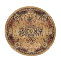 Theko Teppich "Gabiro 856" Gr. 42, beige, H:10mm Ø:300cm, Kunstfaser, Teppiche, Teppich, Kurzflor, Orient-Optik, auch in oval, rund & als Läufer, Wohnzimmer