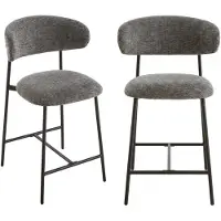 CALICOSY - 2er-Set Hocker aus meliertem Stoff mit Metallbeinen - DRACO