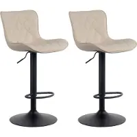 CLP 2er Set Barhocker Emma Kunstleder creme