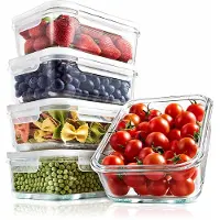Nutrichef Glas Frischhaltedosen aus Borosilikatglas – Luftdicht, Auslaufsicher,