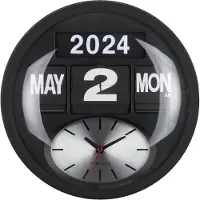 Karlsson - Wanduhr Round Flip - Mattschwarz - 11x32.6x32.6cm