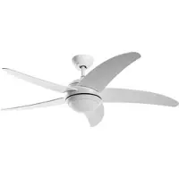 ROSSINI ILLUMINAZIONE Grecale 18W weißer LED-Deckenventilator mit CCT 3000-4000-6500K, 5 Holzflügeln, Funkfernbedienung und Winterfunktion - Rossini