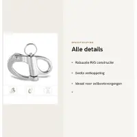Markenlos Dailygoods - Snap Shackle RVS - Augenschließung - Schnellverschluss - Segelboot - Halyard - Stoßfest - 12 x 52 mm - Bügelhaken