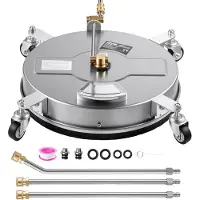 Vevor Hochdruckreiniger-Oberflächenreiniger 419mm Bodenreiniger mit Rädern, Flächenreiniger für Einfahrt Gehweg Bordstein, Edelstahl, Max. 276 bar, mit 1/4 Zoll Schnellanschluss & Verlängerungsrohren