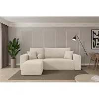 ALTDECOR Ecksofa mit Schlaffunktion und Bettkasten - SENO-L - 249x139x85 - Creme - Corner Sofa Eckcouch Couch L-Form, links/rechts angeordnet, Schlafcouch Ausziehbar Wohnlandschaft