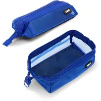 Zipit Mesh Federmäppchen, Transparentes Etui mit breiter Öffnung, Blau