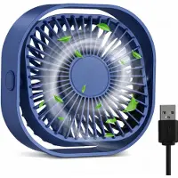 Axvcuxio Mini USB Ventilator,Tragbarer Tischventilator mit 360° Drehbarer Kopf,3 Geschwindigkeitsstufen,Leiser 40db,Antirutschmatte