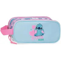Disney Joumma Stitch Hearts Triple Etui, 22 x 10 x 9 cm, Polyester, Blau