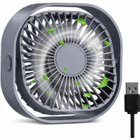 Axvcuxio Mini USB Ventilator,Tragbarer Tischventilator mit 360° Drehbarer Kopf,3 Geschwindigkeitsstufen,Leiser 40db,Antirutschmatte