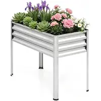 KOMFOTTEU Hochbeet aus Metall, erhöhtes Blumenbeet mit Beinen & Drainagelöchern, Pflanzkasten für Gemüse, Kräuter & Blumen, Blumenkasten, Kräuterbeet für Garten, Balkon, Terrasse, 112x55x81 cm