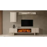AEA TV board Wandschrank Wandregal Stil modern weiß Kamin Wohnzimmer geräumig