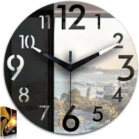 ModernClock SIGMA Wanduhr in Schwarz mit Spiegeloberfläche, 3D-Ziffern, geräuschloses Uhrwerk, stilvoll