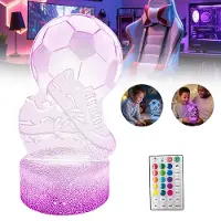 IeGeek LED Nachttischlampe 3D Schuhe zum Fußball Nachtlicht led Lampe 16 Farbwechsel optische Nacht licht Multifunktionsfernbedienung Schreibtisch Deko