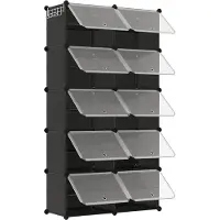 Songmics Schuhregal LPC035B01, aus Kunststoff, 8 Fächer für 32 Paar, 83 x 125 x 32cm, schwarz