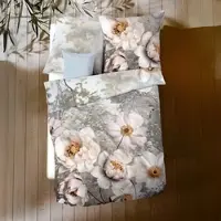 Kaeppel Mako-Satin Bettwäsche Fairy Garden champagner 155x220 cm + 80x80 cm - beige;grau