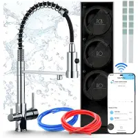 ARI Küchenarmatur Mit Wasserfiltersystem , Umkehrosmose 800 Gpd, Wifi, Tanklos, Zweigriffarmatur, Messing, Chrom, Perlator, 360 Grad Schwenkbar