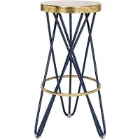 Safavieh Jonatan Barhocker, lackiertes Metall, Blau / Gold,45 X 45 X 76.2 cm