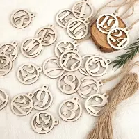 OEM Adventskalender Zahlen aus Holz 1–24 - Runde Anhänger mit Juteschnur - Zum Basteln und Nummerieren von Adventskalenderbeuteln - 24 Stück