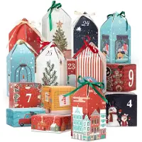 OEM Adventskalender zum Befüllen - 25 Häuser und Kartons zum Basteln - DIY Set für Kinder und Erwachsene