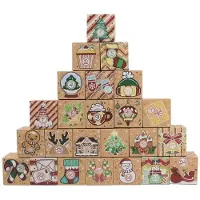 Dripio Adventskalender zum Befüllen, 24 Schachteln, 7x7x7 cm, beige