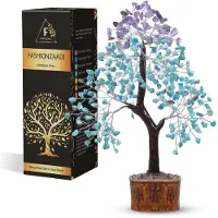 Markenlos Baum des Lebens Edelstein - Kristall Ornament mit türkisen Steinen - Feng Shui Dekoration für Wohnräume - Chakra Kristall Baum