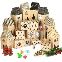 OEM Adventskalender zum Befüllen - 24 Häuser-Boxen aus Holz - DIY-Weihnachtskalender