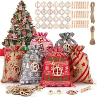 Dripio DIY-Adventskalender zum Befüllen, 24 Stoffbeutel mit Holzklemmen